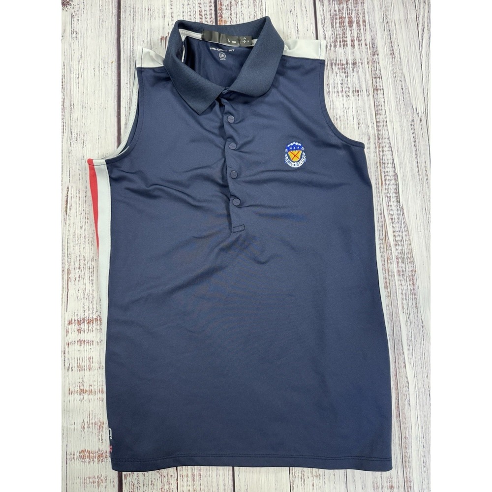 Ralph Lauren RLX Women's Small Slim Fit Blue Red Polo Shirt Golf Tennis Top